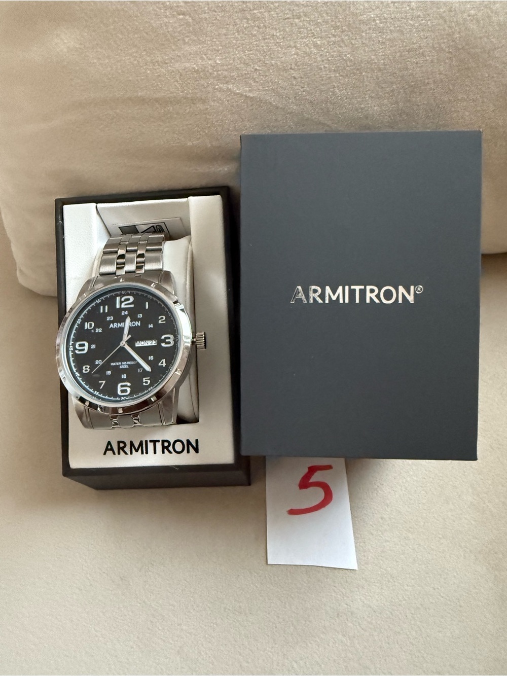 Armitron Men's Silver Stainless Steel Analog Watch with Black Dial
